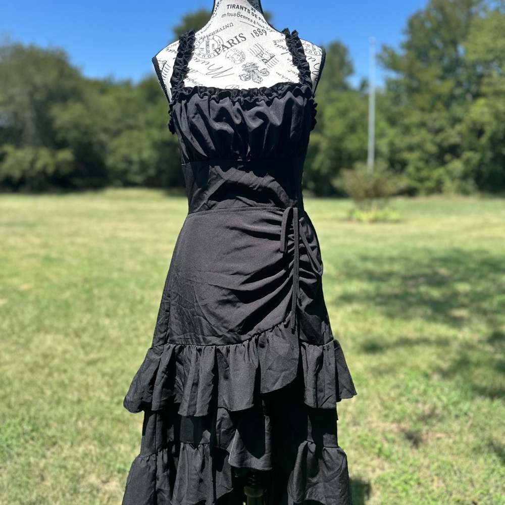 NWOT: Elegant Black Ruffled Women's Dress